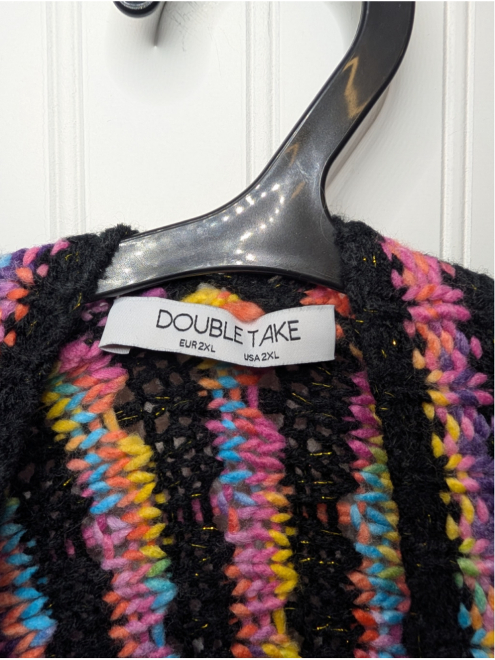DOUBLE TAKE Boho Knit Duster Cardigan Fringe Oversized Plus 2XL Multicolor Y2K - Picture 3 of 8